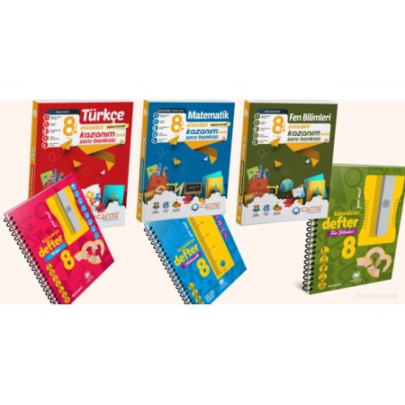 Çanta Yayınları 8. Sınıf Matematik Fen Türkçe Soru Bankası ve Defter Seti