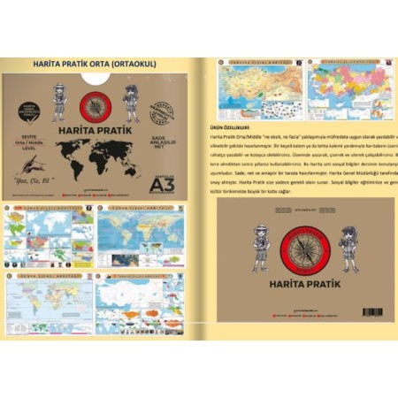 Ortaokul Pratik Harita Seti - Yaz Çiz Sil