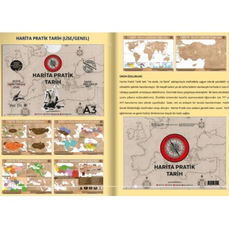 Harita Pratik Tarih Harita Seti / İleri Seviye - Lise - TYT AYT 