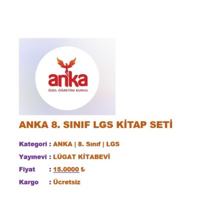 ANKA Eğitim Kurumları 8. Sınıf LGS Sınava Hazırlık Seti