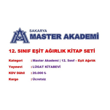 MASTER AKADEMİ 12. SINIF EŞİT AĞIRLIK KİTAP SETİ