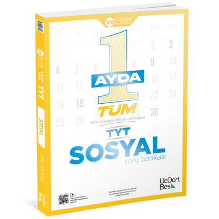 ÜçDörtBeş Yayınları 1 Ayda Tüm TYT Sosyal Soru Bankası