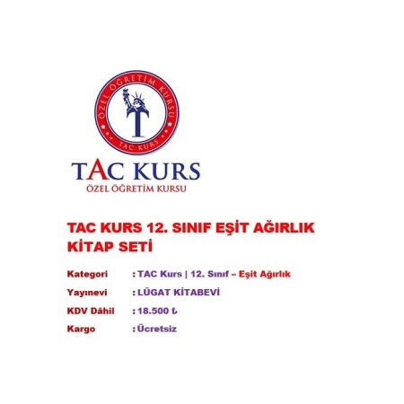 TAC KURS 12. SINIF EŞİT AĞIRLIK KİTAP SETİ