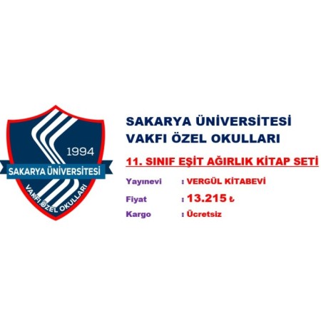 Sakarya Üniversitesi Vakfı Özel Okulları 11. Sınıf Eşit Ağırlık Kitap Seti