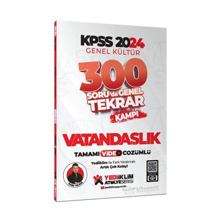 Yediiklim Yayınları 2024 KPSS Genel Kültür Vatandaşlık 300 Soruda Tamamı Video Çözümlü Genel Tekrar Kampı