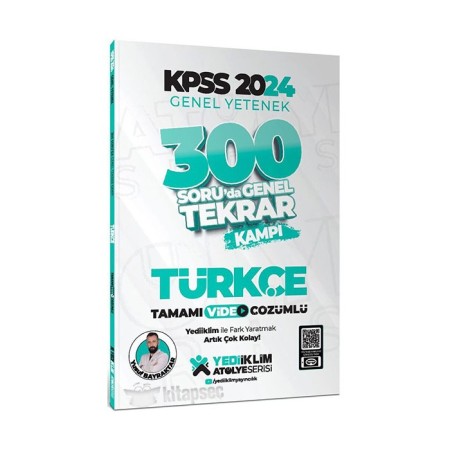 Yediiklim Yayınları 2024 KPSS Genel Yetenek Türkçe 300 Soruda Tamamı Video Çözümlü Genel Tekrar Kampı